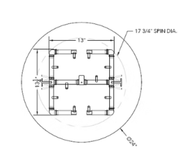 Universal Gas Insert Kit for Circular openings 23" - 26" - 120K BTU 13" x 13" Original Brass Burner