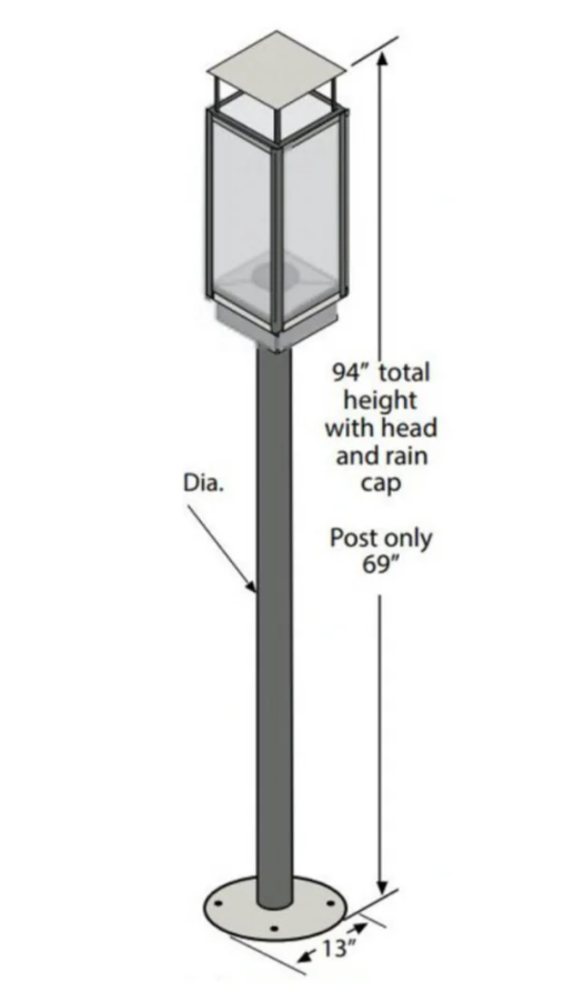 Deck Post - 3"x69" - Includes 1/2" Flex gas line - Black