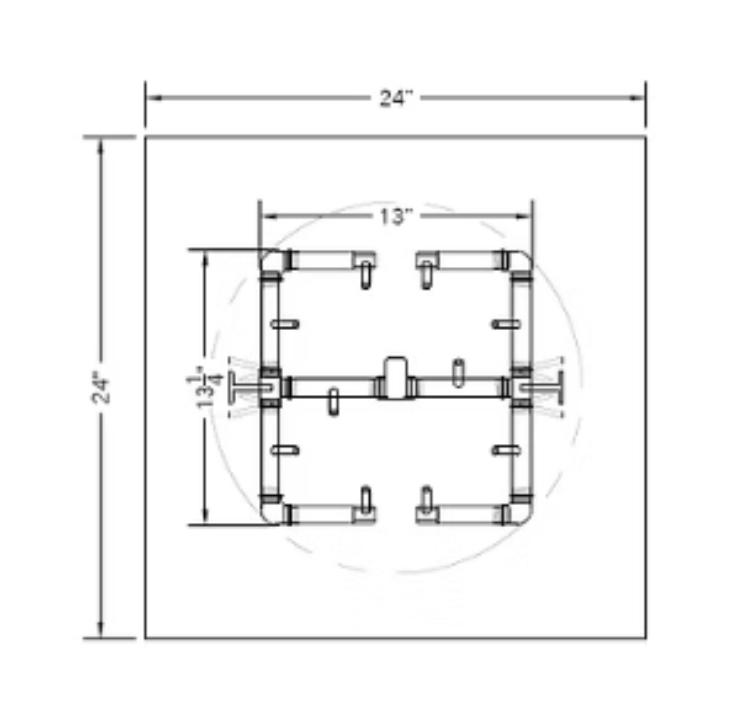 Universal Gas Insert Kit for Square openings 23" - 26" - 120K BTU 13" x 13" Original Brass Burner